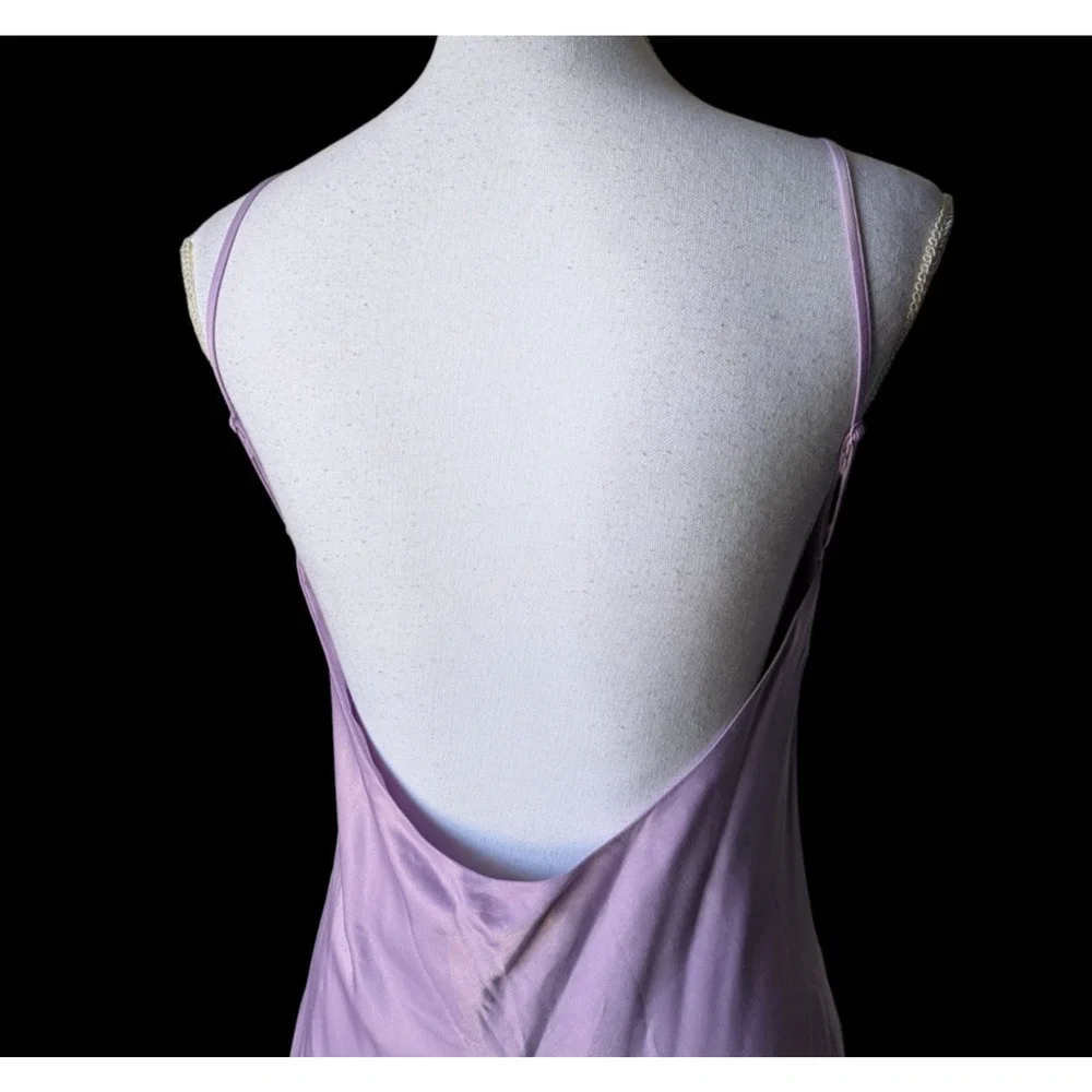 Abercrombie & Fitch Lilac Purple Low Back Gown Maxi Dress New XS Bias Cut Slit